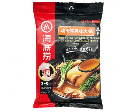 HAI DI LAO | CHICKEN HOT POT SEASONING SAUCE - HERB & SPICES FLAVOR | 100G | 海底捞火锅底料-鸡骨茶风味 | CN