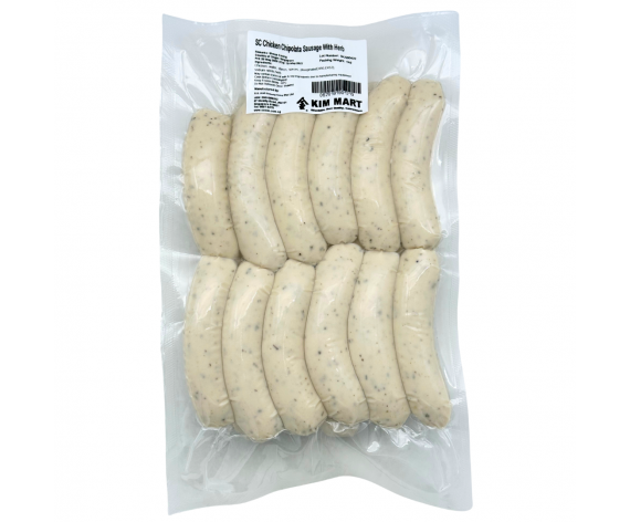 KIM MART | CHICKEN CHIPOLATA SAUSAGE WITH HERBS | NATURAL SHEEP CASING | 1KG/PKT | (熟) 香料雞肉早餐香腸 (天然羊肠衣) | SG