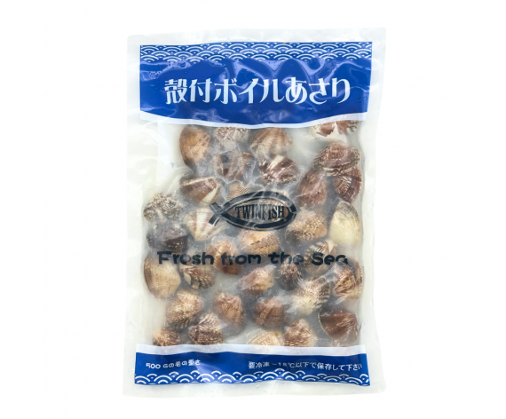 Twinfish Frozen Boiled Asari Clams | 30% Glazing | 30/40 | 500g | 带壳熟花啦啦/花蛤 | CN