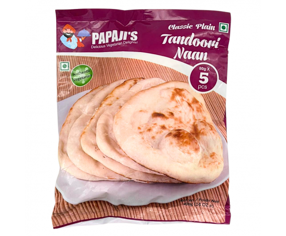 PAPAJI'S CLASSIC PLAIN TANDOORI NAAN | 5 PCS | 400GM/PKT | 印度烤饼 | IN